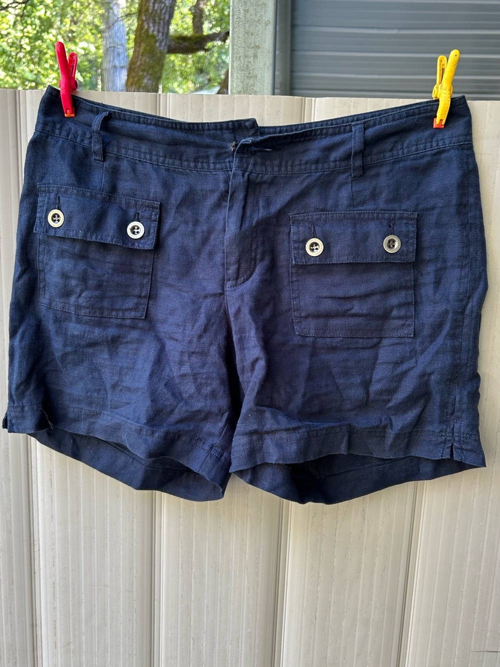 INC International Concepts Navy Button-Flap Pocket Bermuda Shorts